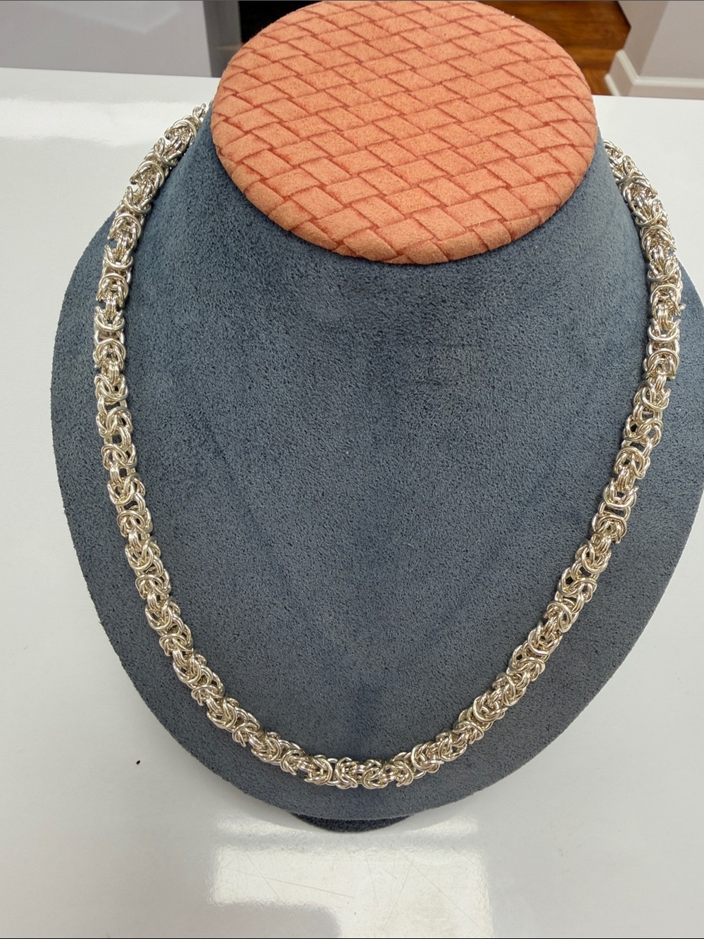Sterling Silver Byzantine Chain Necklace - Silver